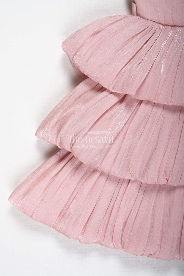 Baby Girl Organza Frock With Ruffles & Floral Waist
