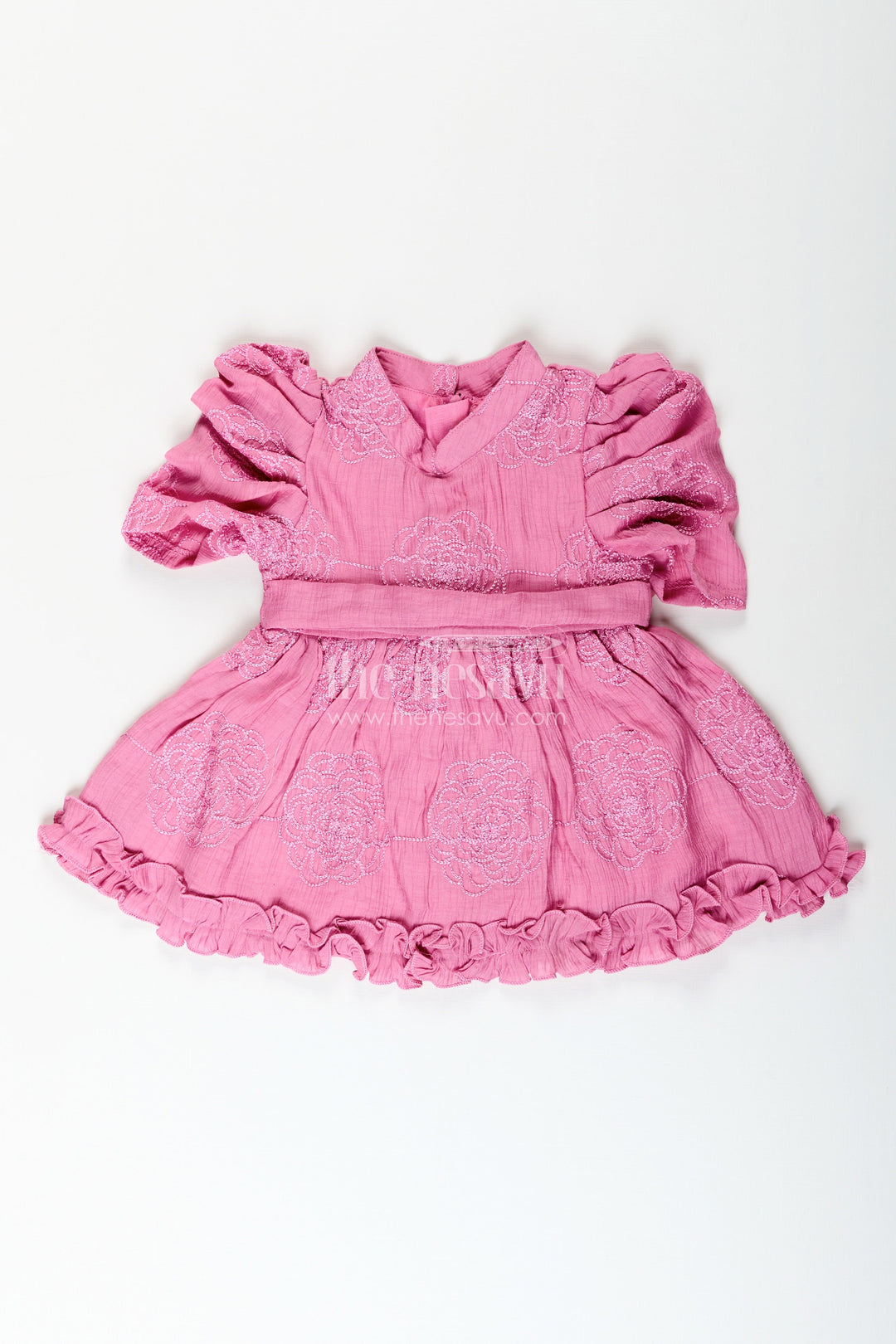 Baby girl cotton frock with embroidery for birthday and festive wear
