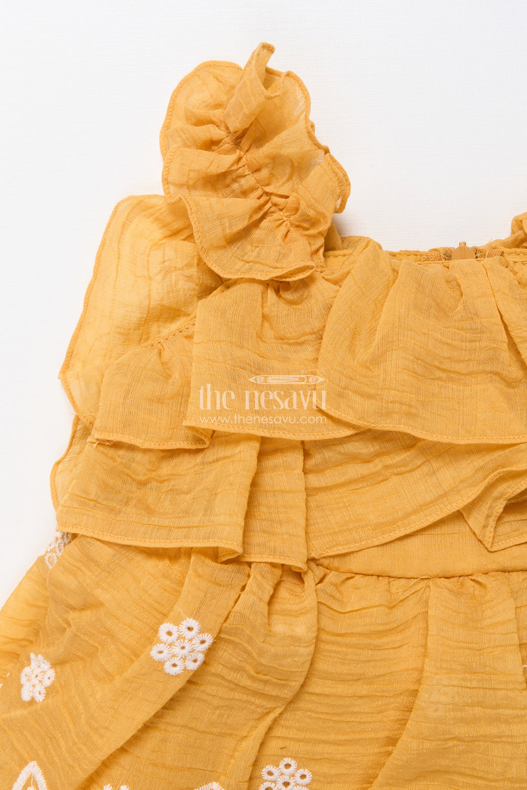 Cotton baby frock with thread embroidery for casual festive wear