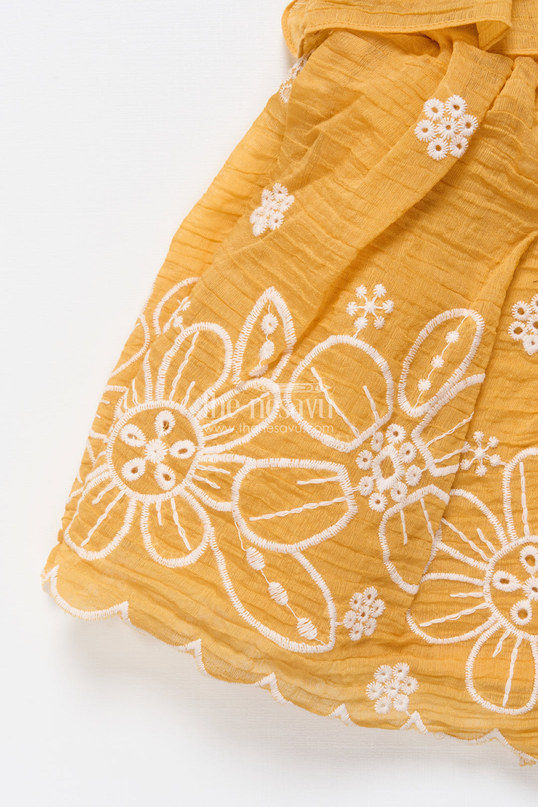 Cotton baby frock with thread embroidery for casual festive wear