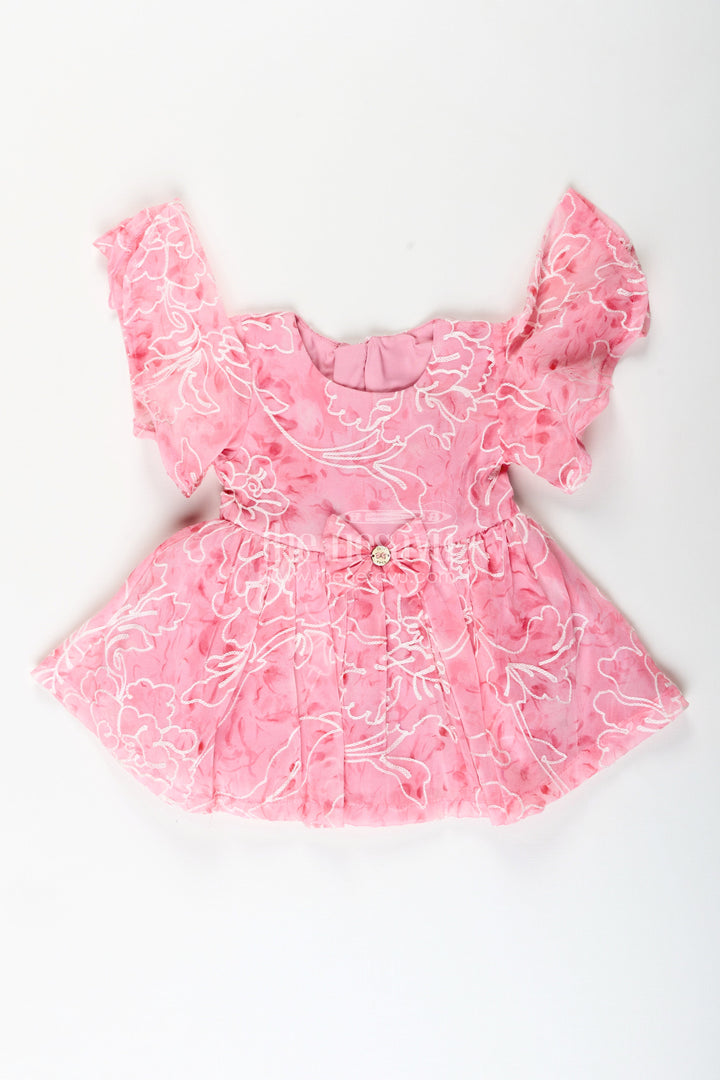 Baby girl digital print frock with embroidery for party wear