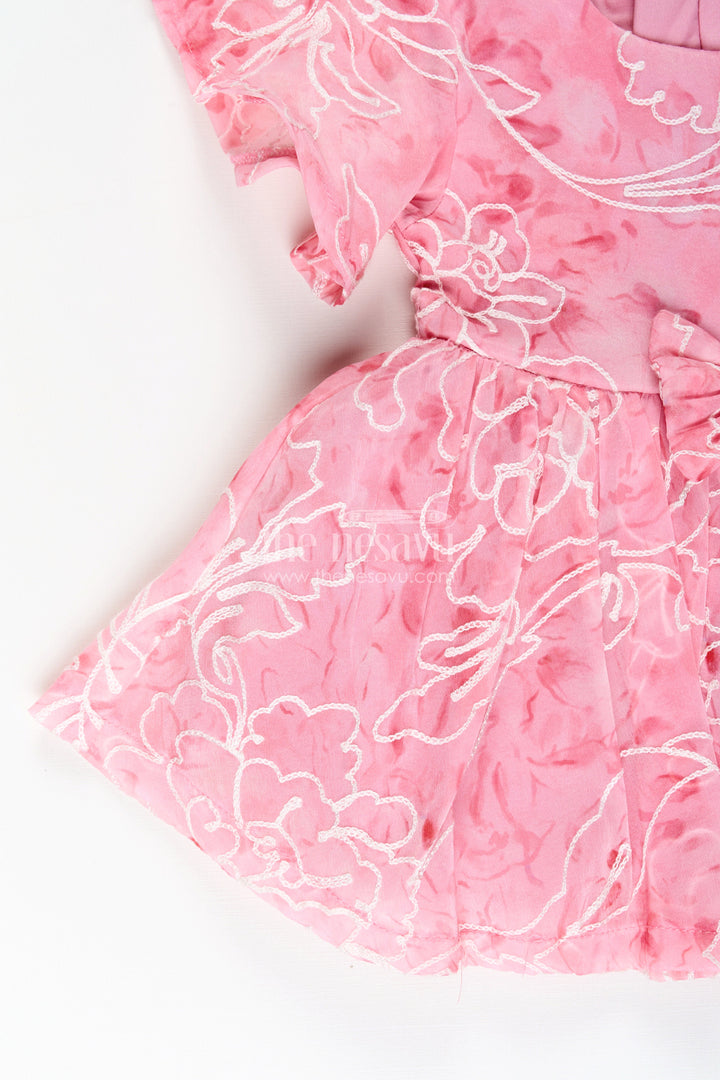 Baby girl digital print frock with embroidery for party wear