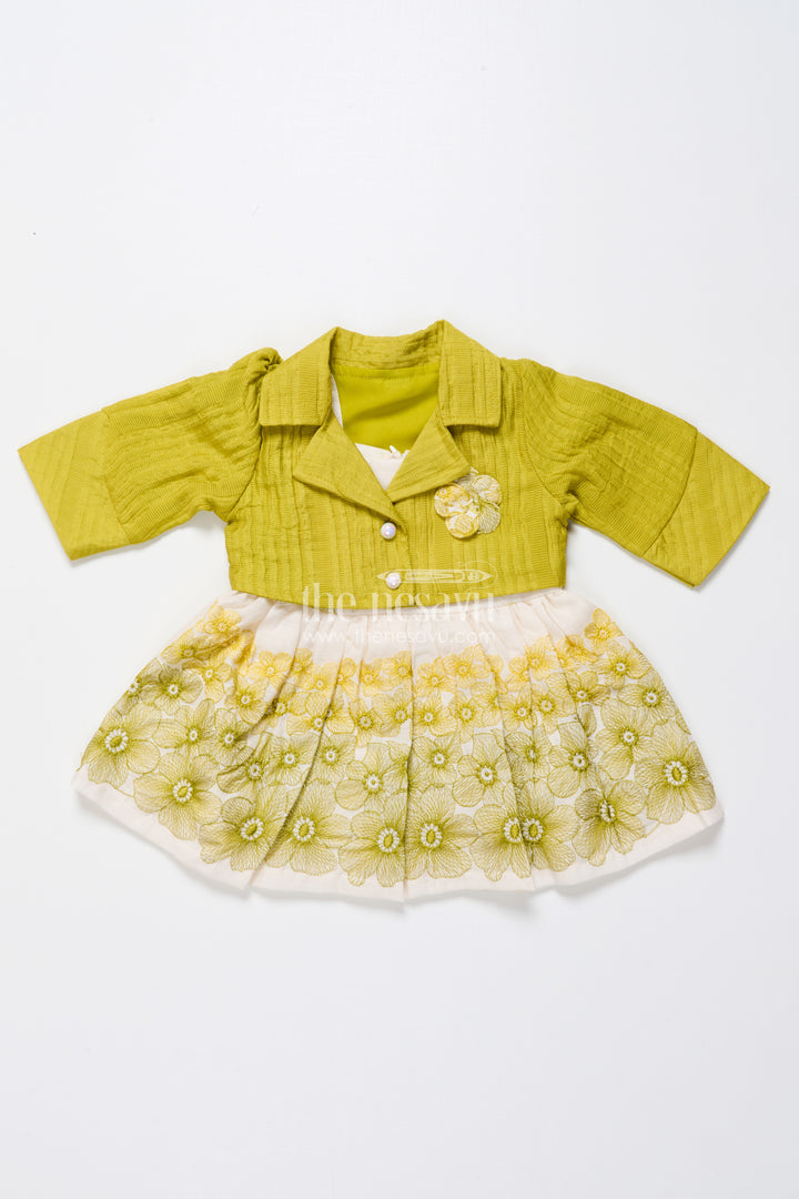 Hand-embroidered cotton frock for baby girls with soft pastel finish