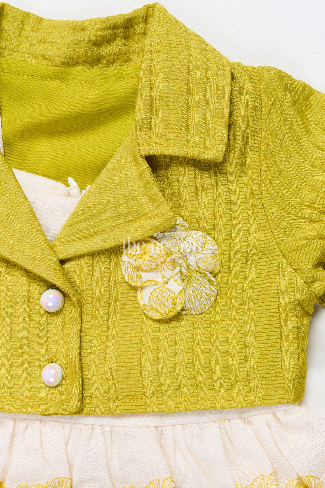 Hand-embroidered cotton frock for baby girls with soft pastel finish