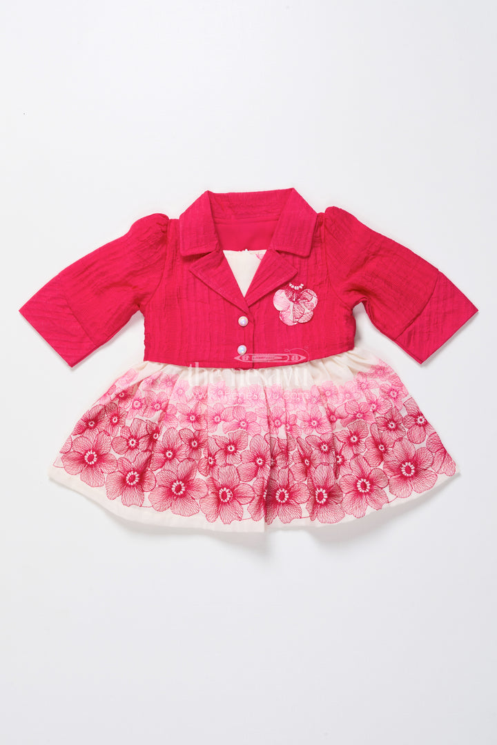 Baby cotton embroidered frock with formal collar design