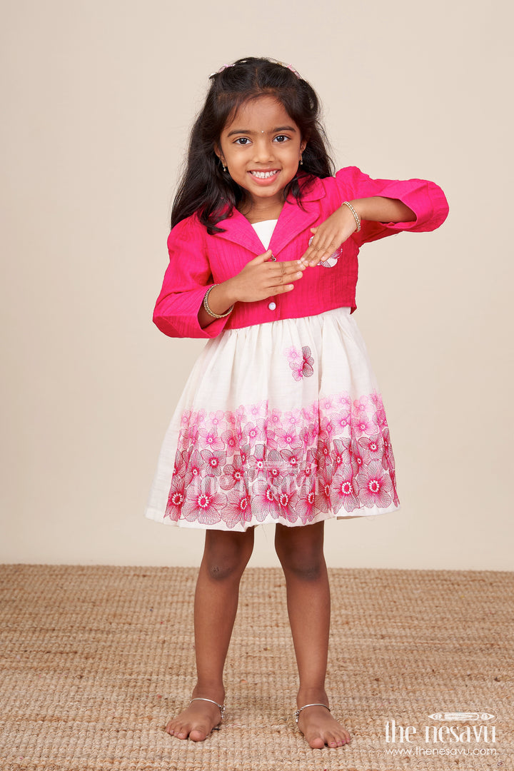 Baby cotton embroidered frock with formal collar design