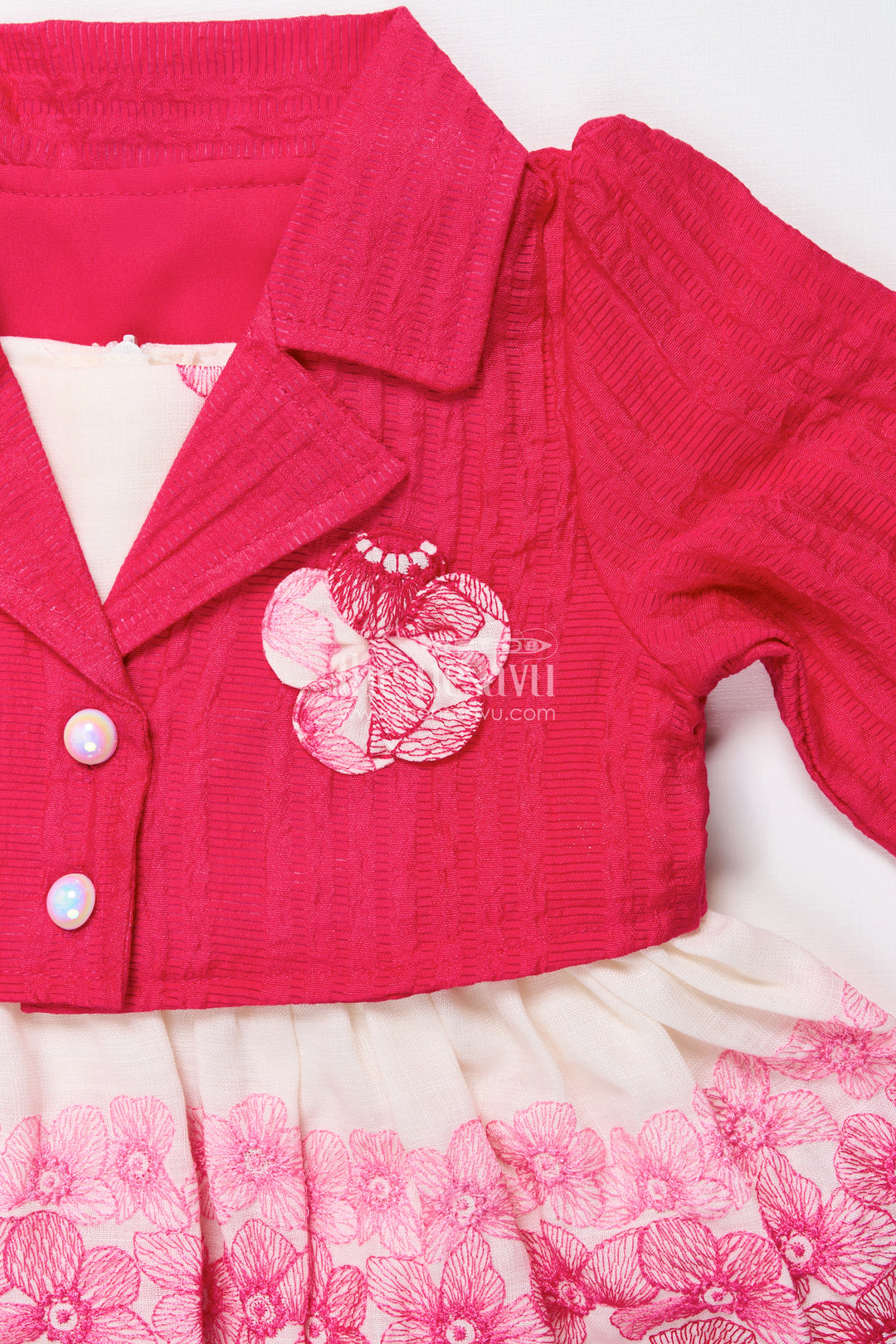 Baby cotton embroidered frock with formal collar design