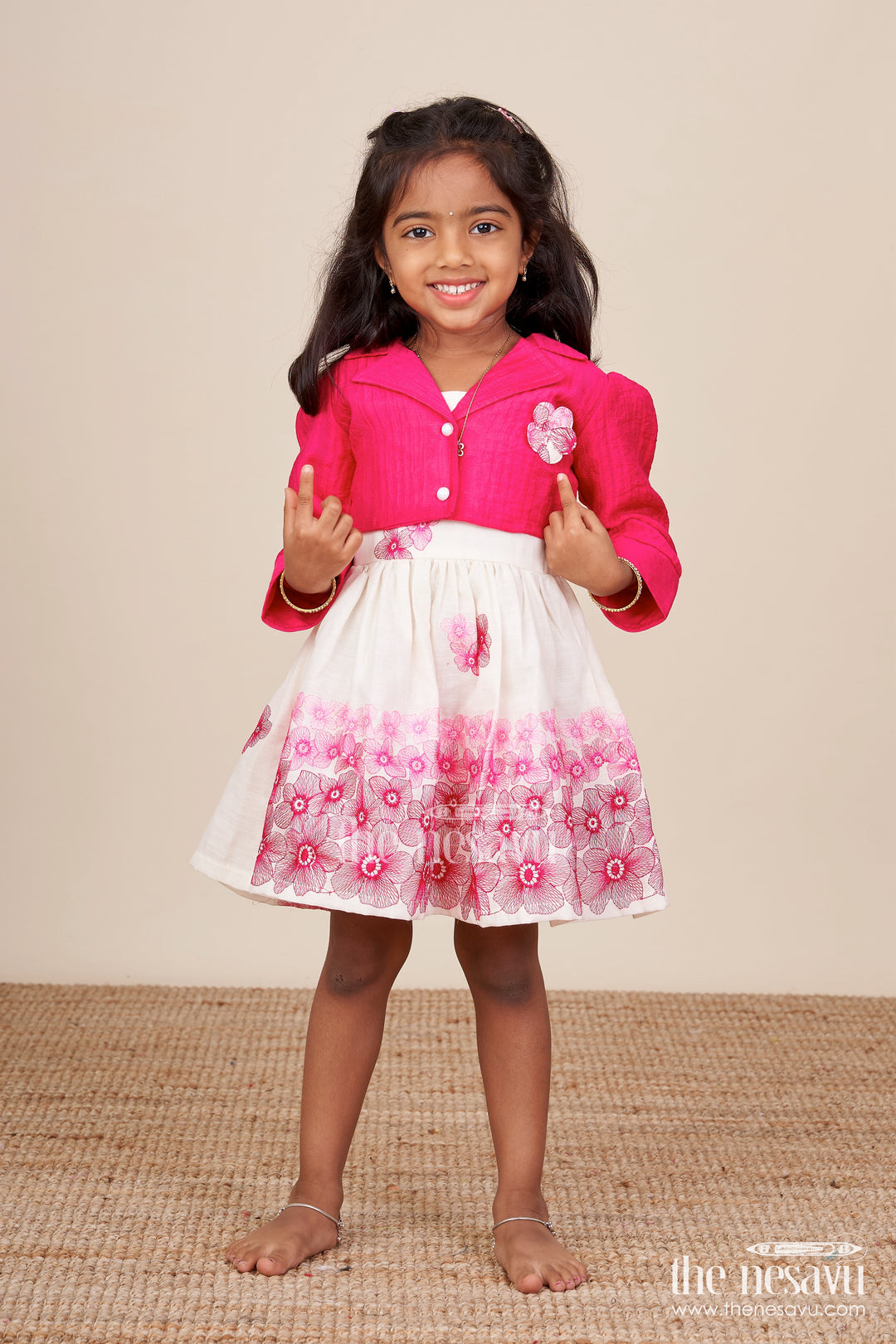Baby cotton embroidered frock with formal collar design