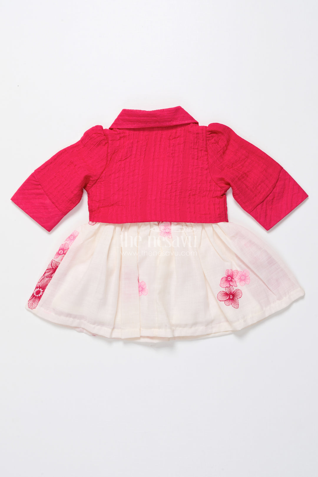 Baby cotton embroidered frock with formal collar design