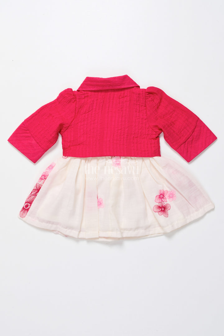 Baby cotton embroidered frock with formal collar design