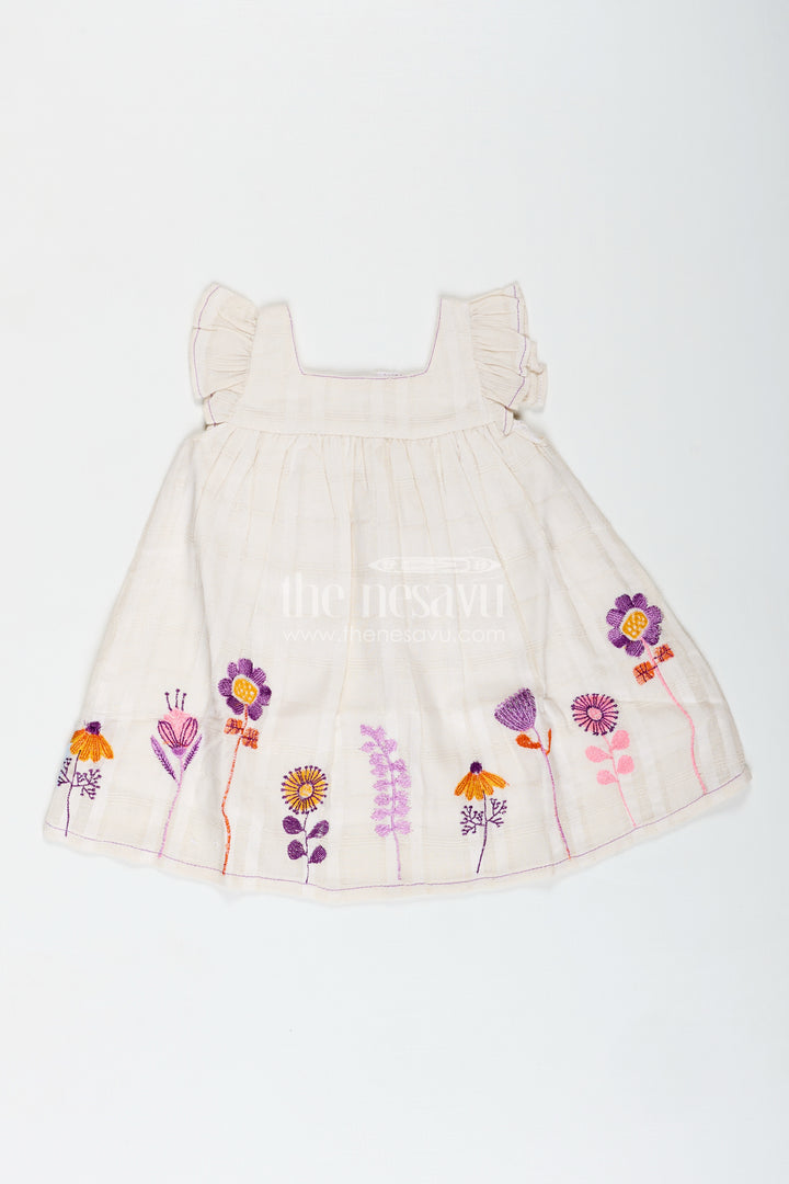 Embroidered Summer Frock For Baby Girls In Cotton