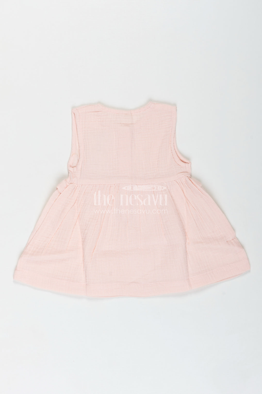 Sleeveless Cotton Dress For Baby Girls With Puppy Motif