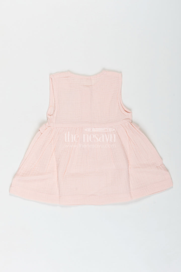 Sleeveless Cotton Dress For Baby Girls With Puppy Motif