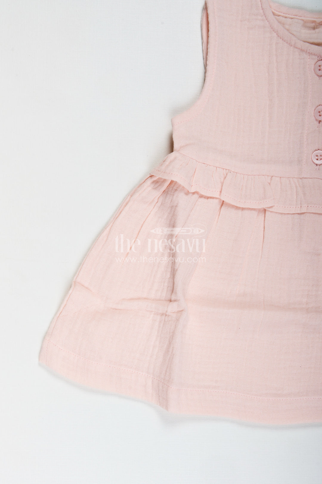 Sleeveless Cotton Dress For Baby Girls With Puppy Motif