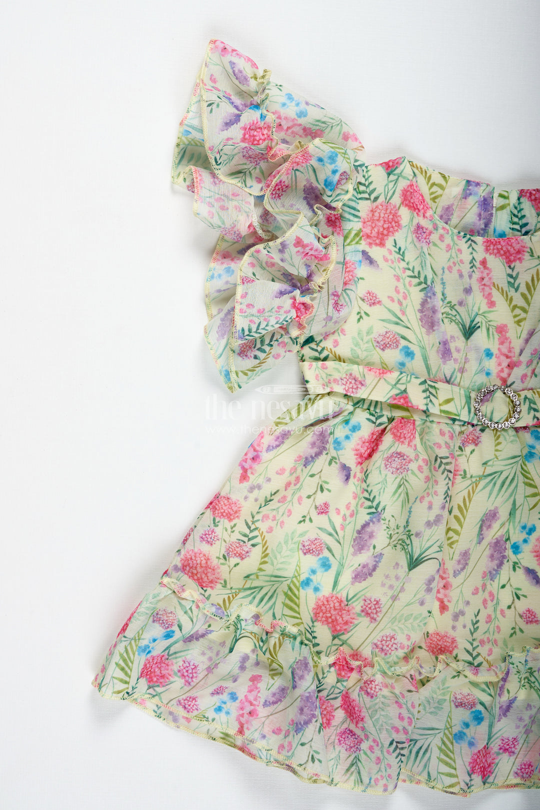 Floral Print Georgette Frock For Toddler Girls