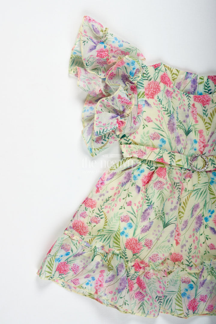 Floral Print Georgette Frock For Toddler Girls