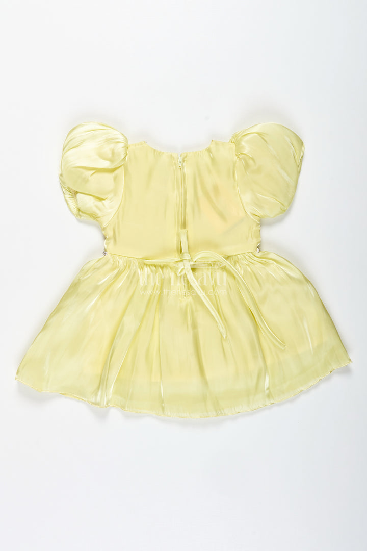 Party Frock For Baby Girls With Embroidery And Puff Sleeves