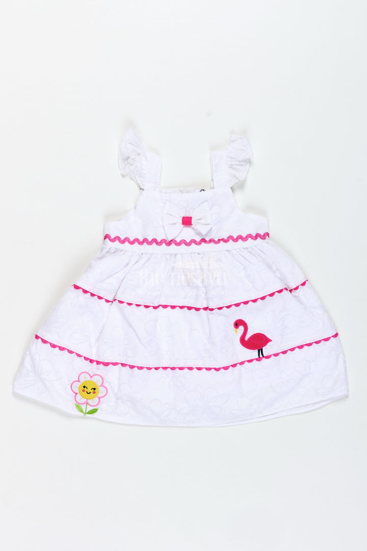 Playful Cartoon Frock For Baby Girls With Embroidery