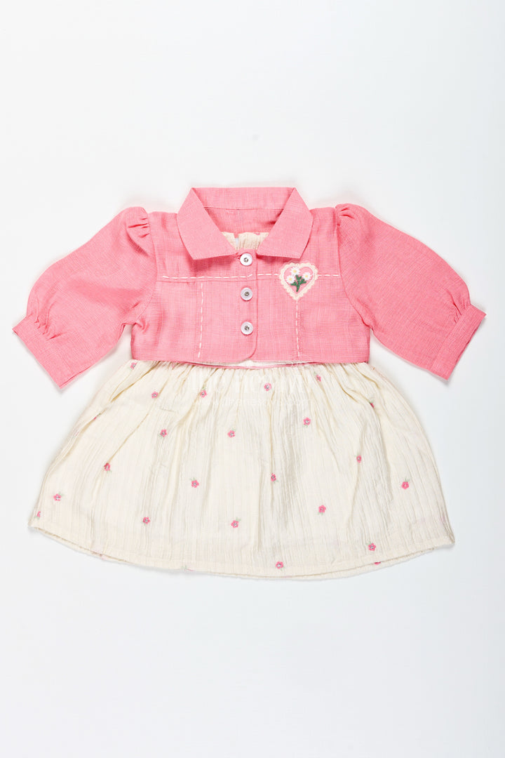 Everyday Cotton Outfit Set For Baby Girls With Embroidery