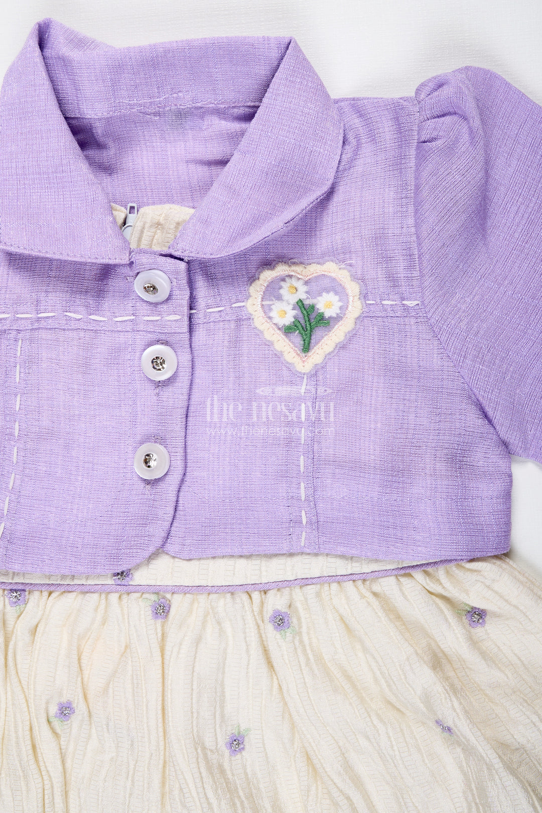 Cotton Floral Embroidered Dress For Baby Girls