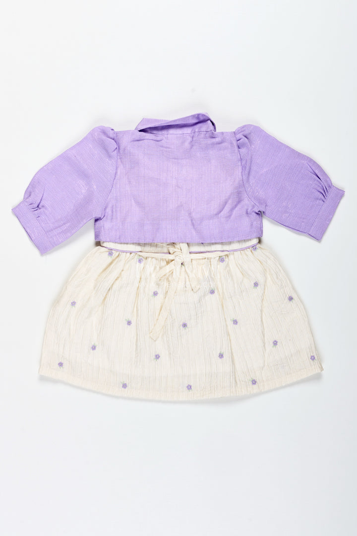 Cotton Floral Embroidered Dress For Baby Girls