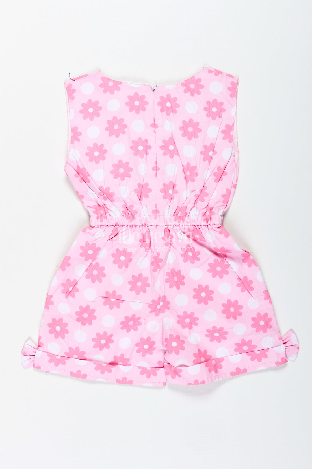 Girls Pink Jumpsuit With Daisy Print And Headband For Everyday Fun