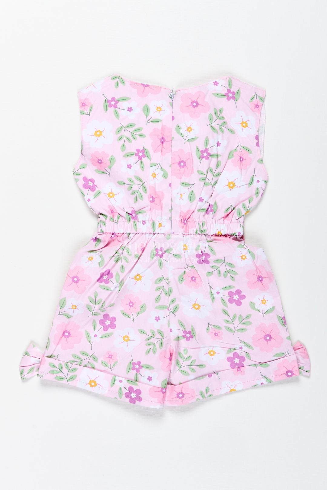 Girls Floral Cotton Jumpsuit In Pastel Tones With Headband For Vacation Days