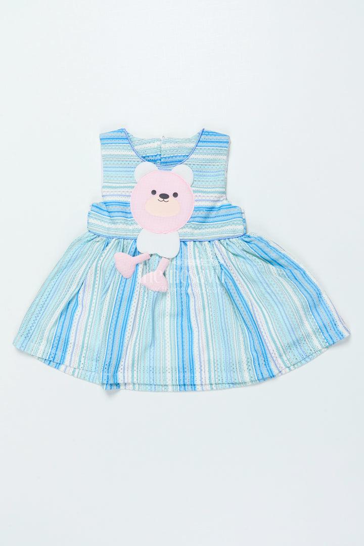 Baby Girl Cotton Frock with Soft Stripes and Plush Toy Detail