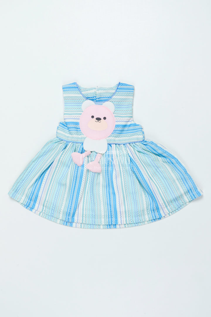 Baby Girl Cotton Frock with Soft Stripes and Plush Toy Detail