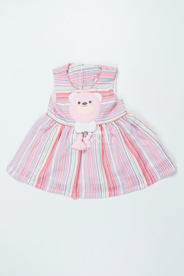 Baby Cotton Frock with Toy Patch Soft and Playful Striped Design