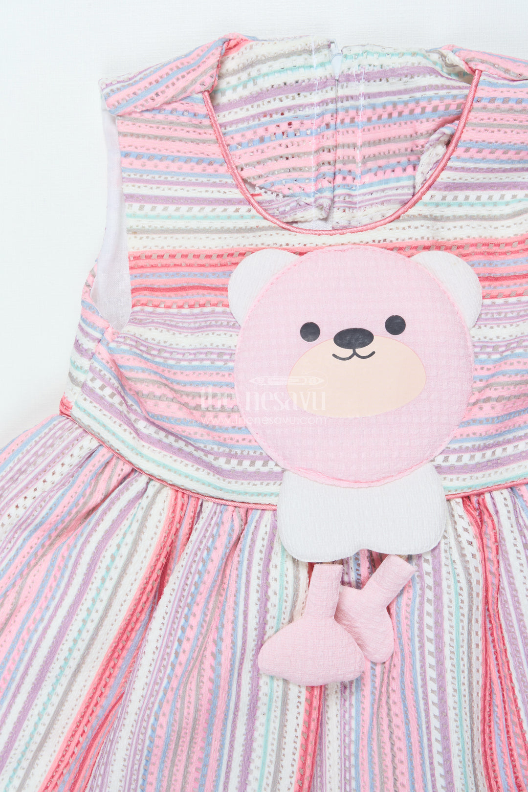 Baby Cotton Frock with Toy Patch Soft and Playful Striped Design