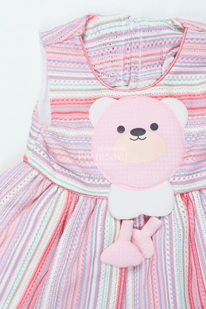 Baby Cotton Frock with Toy Patch Soft and Playful Striped Design