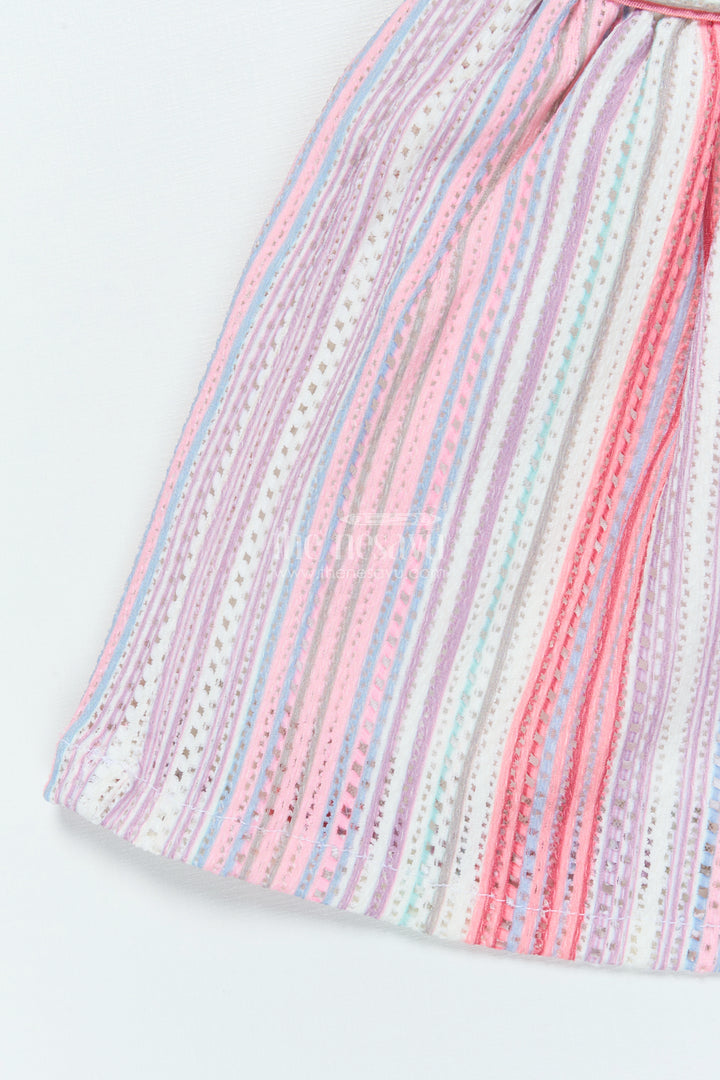 Baby Cotton Frock with Toy Patch Soft and Playful Striped Design