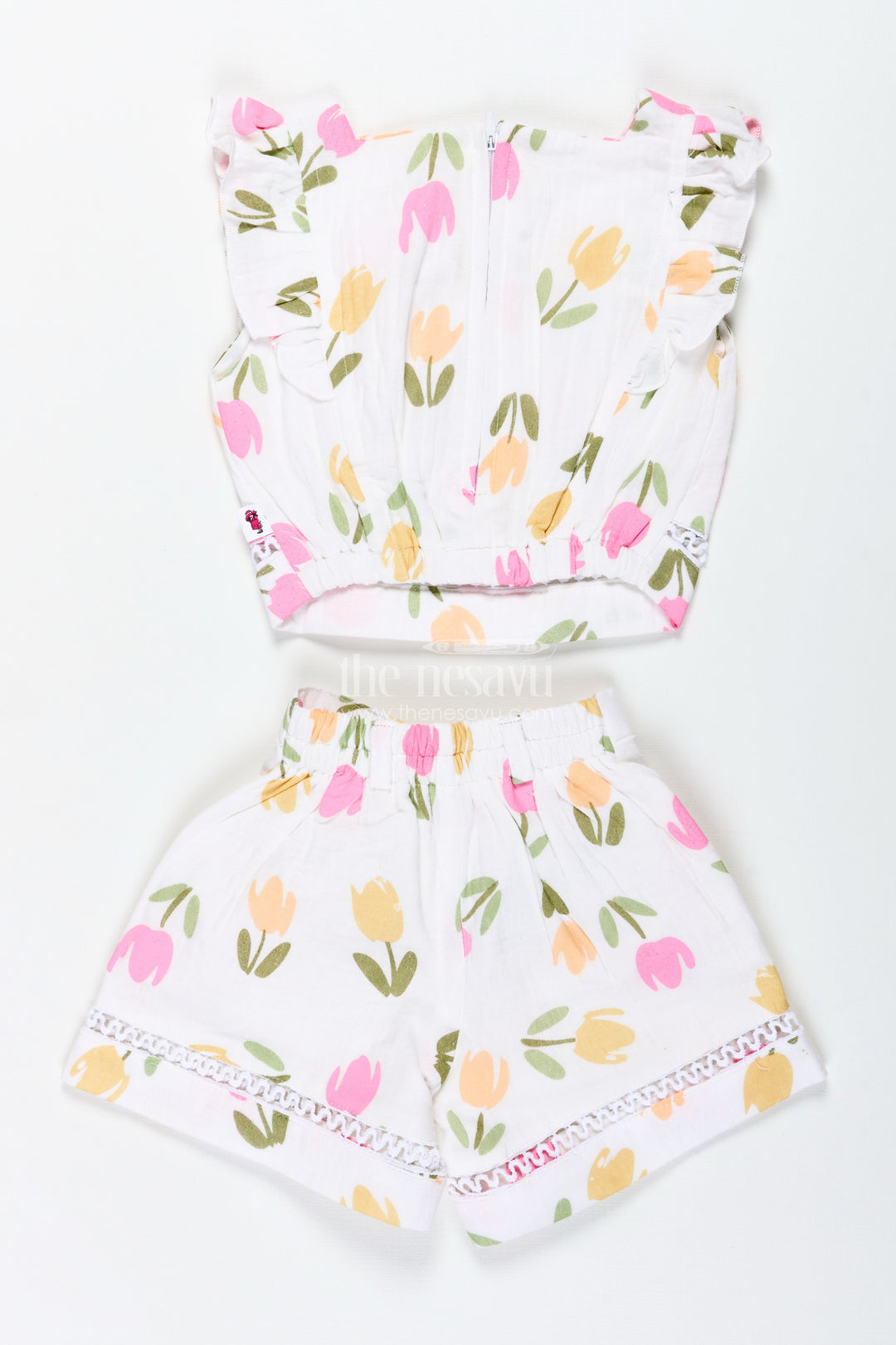 Baby Girl Cotton Muslin Set With Floral Print For Summer Playdates