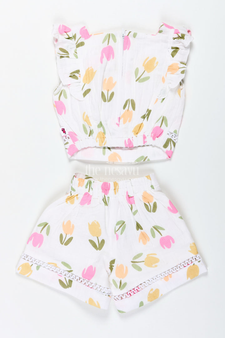 Baby Girl Cotton Muslin Set With Floral Print For Summer Playdates
