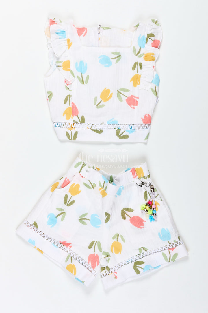 Baby Girl Tulip Print Muslin Set For Sunny Day Outings