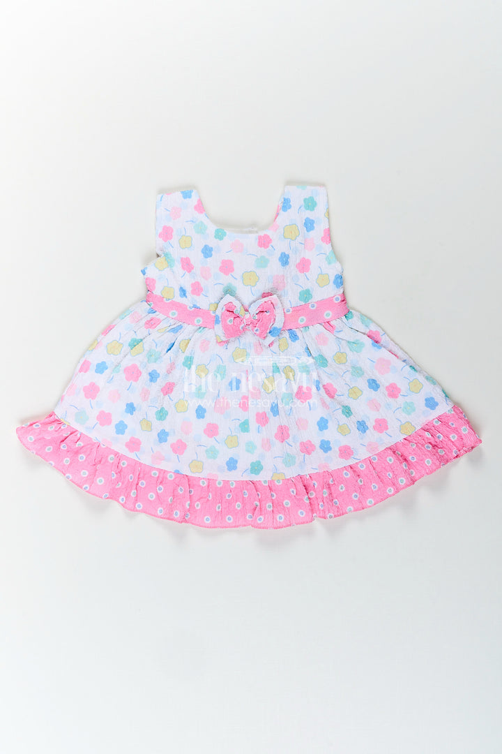 Baby girl cotton frock with bow and floral print for casual summer days