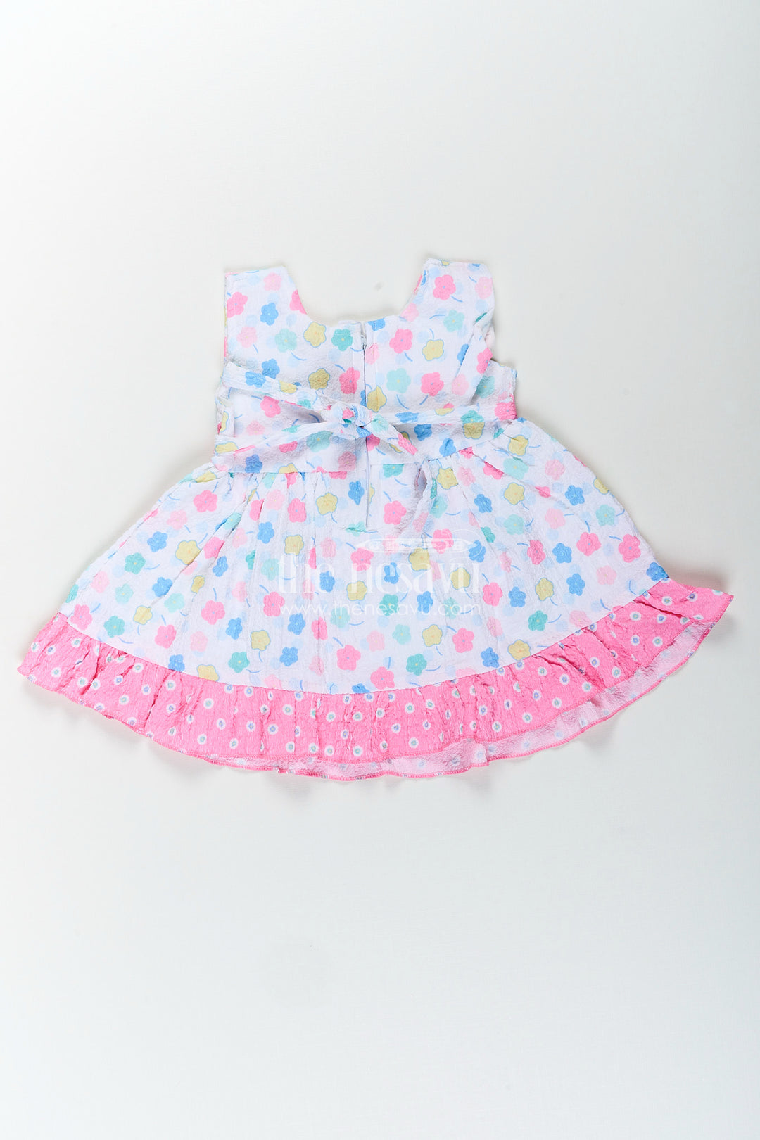 Baby girl cotton frock with bow and floral print for casual summer days