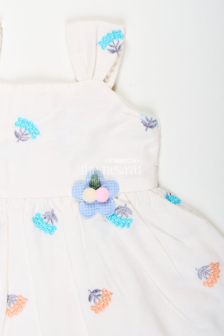 Sleeveless frock for baby girls with multicolor floral embroidery