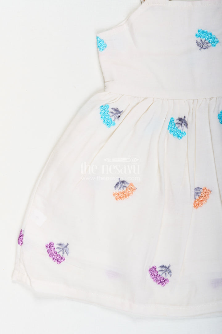 Sleeveless frock for baby girls with multicolor floral embroidery
