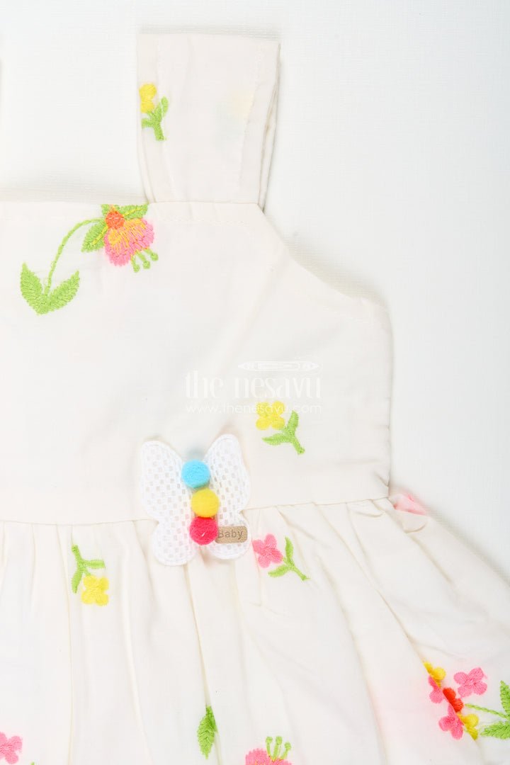 Baby girl cotton frock with thread embroidery for summer outings