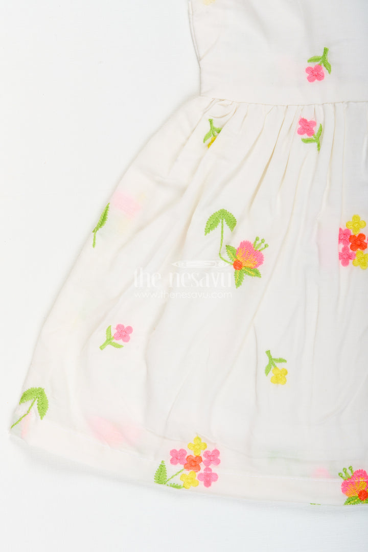 Baby girl cotton frock with thread embroidery for summer outings