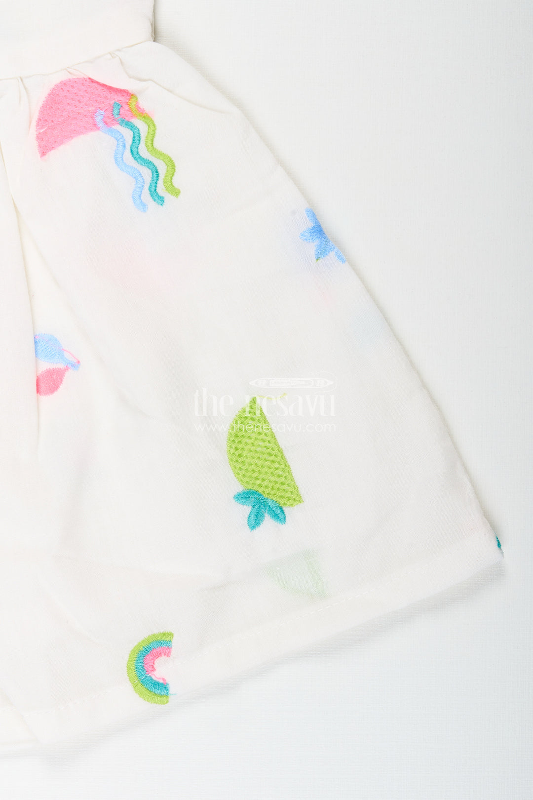Baby girl sleeveless frock with rainbow embroidery for casual photoshoots