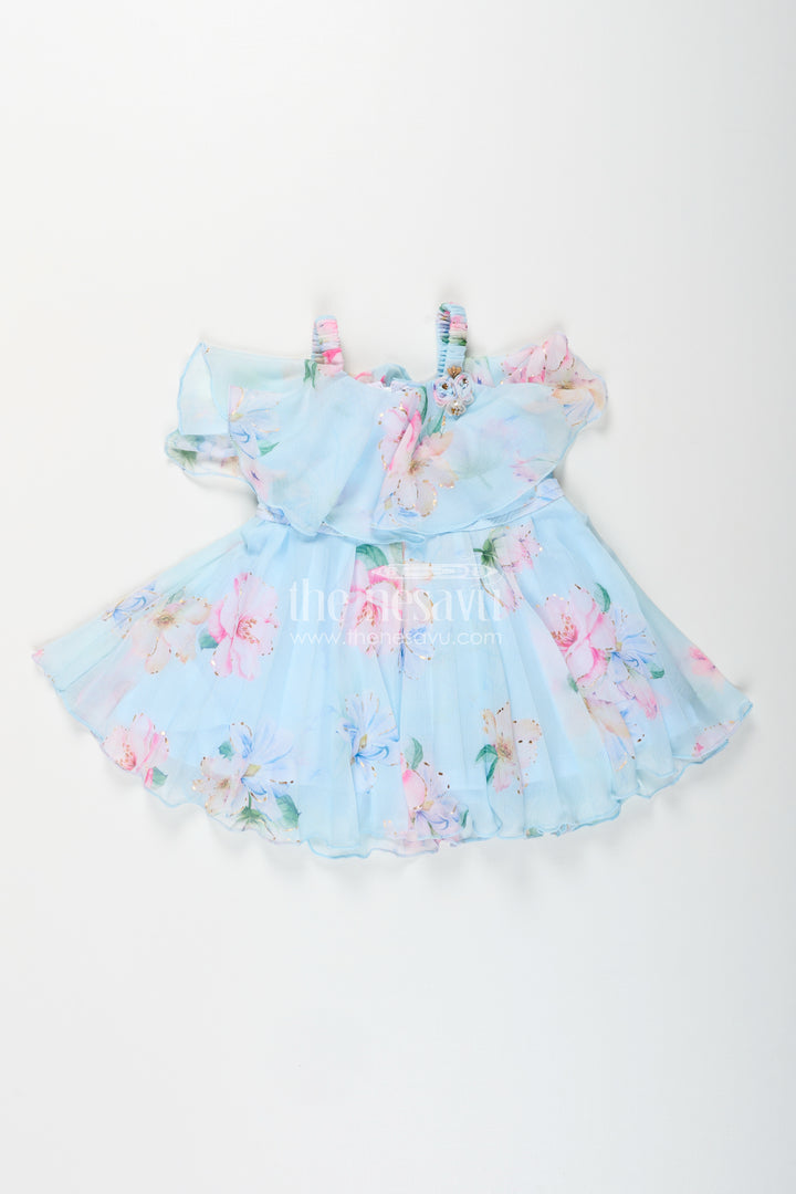 Baby girl fancy frock with floral georgette layers