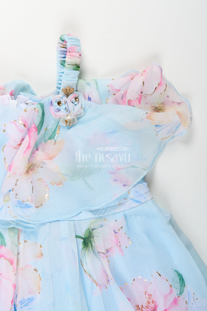 Baby girl fancy frock with floral georgette layers
