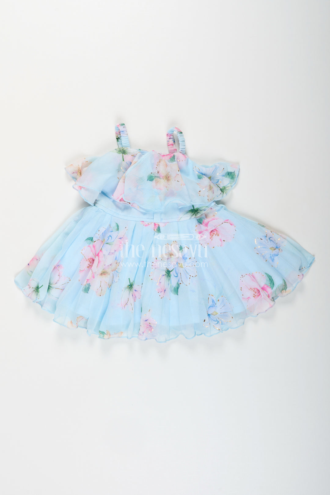 Baby girl fancy frock with floral georgette layers