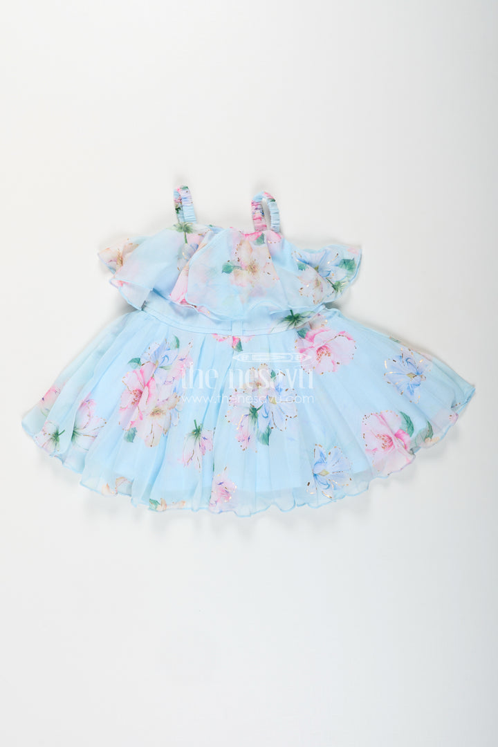 Baby girl fancy frock with floral georgette layers