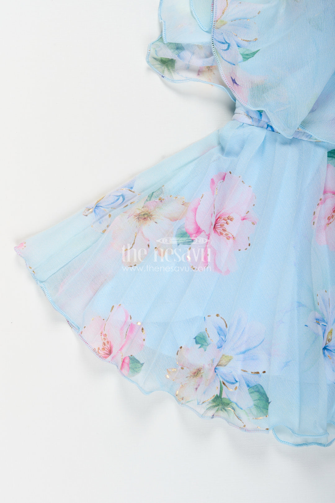 Baby girl fancy frock with floral georgette layers