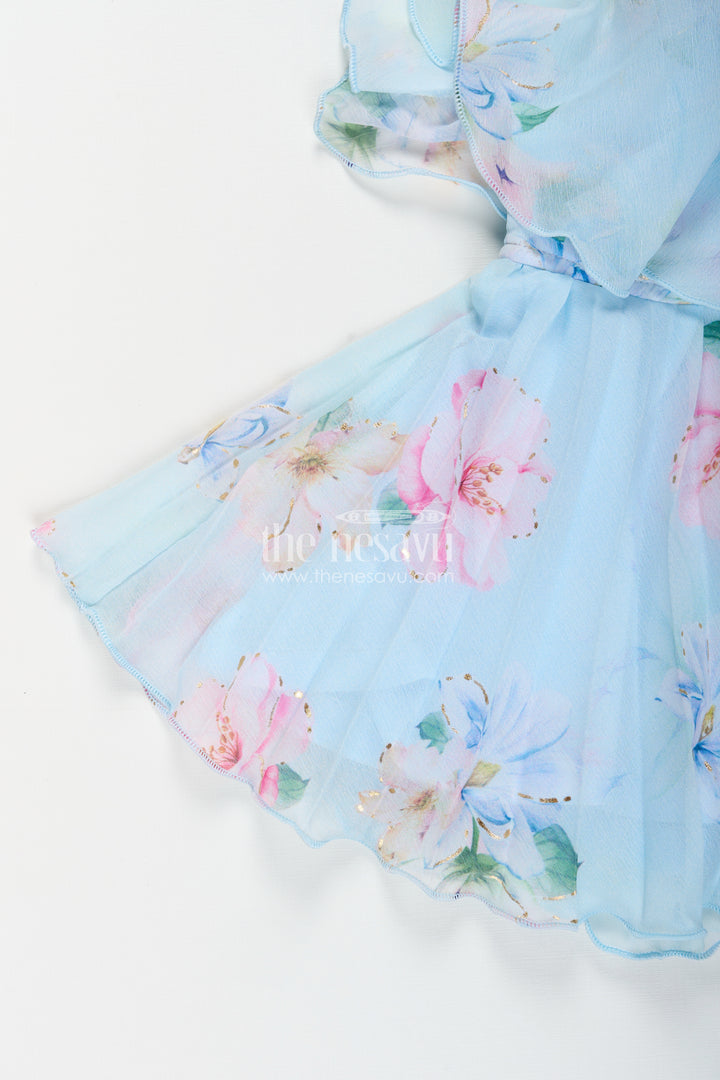 Baby girl fancy frock with floral georgette layers