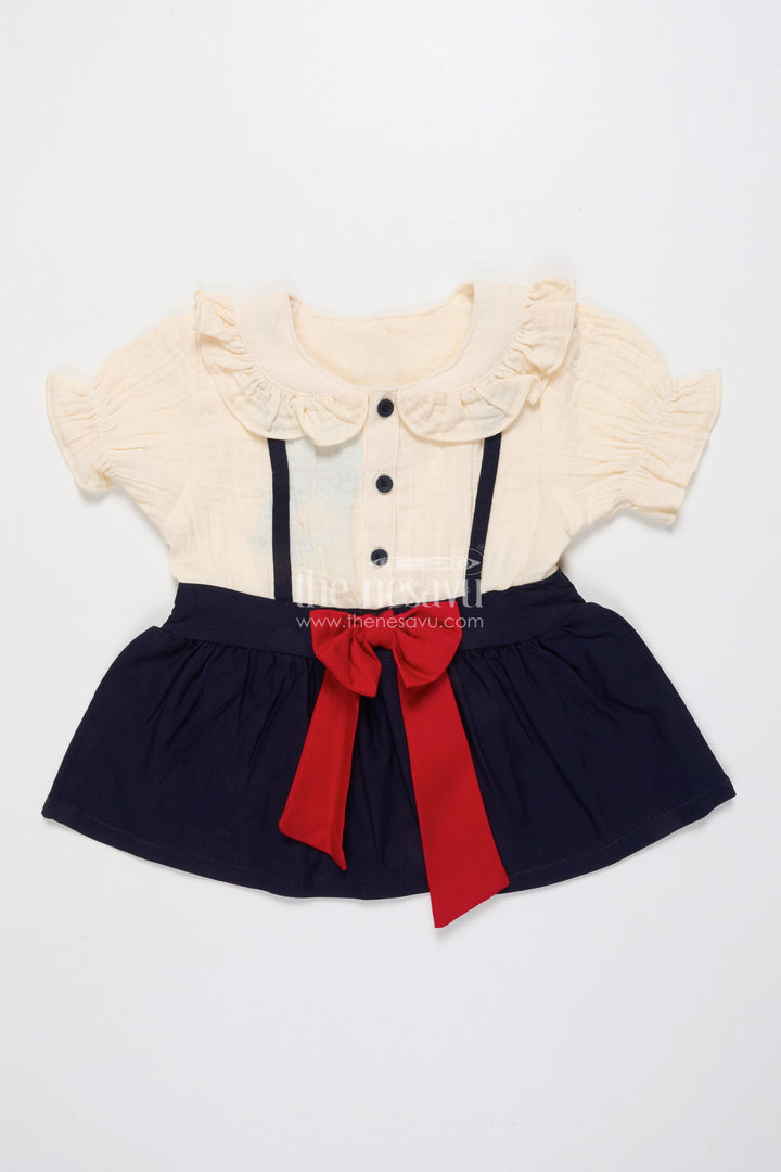 Muslin Cotton Frock for Baby Girls with Bow Detail and Button Front